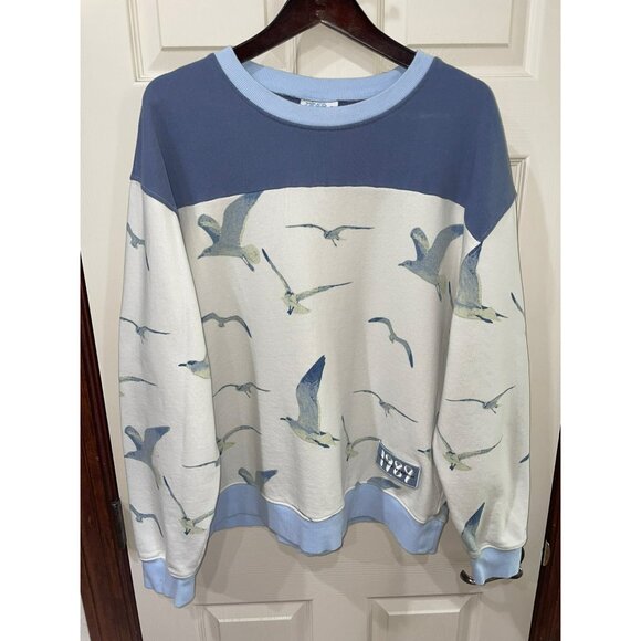 Taylor Swift 1989 Taylors Version XL Sweatshirt Blue & White Seagull Print Crewn - Picture 6 of 7